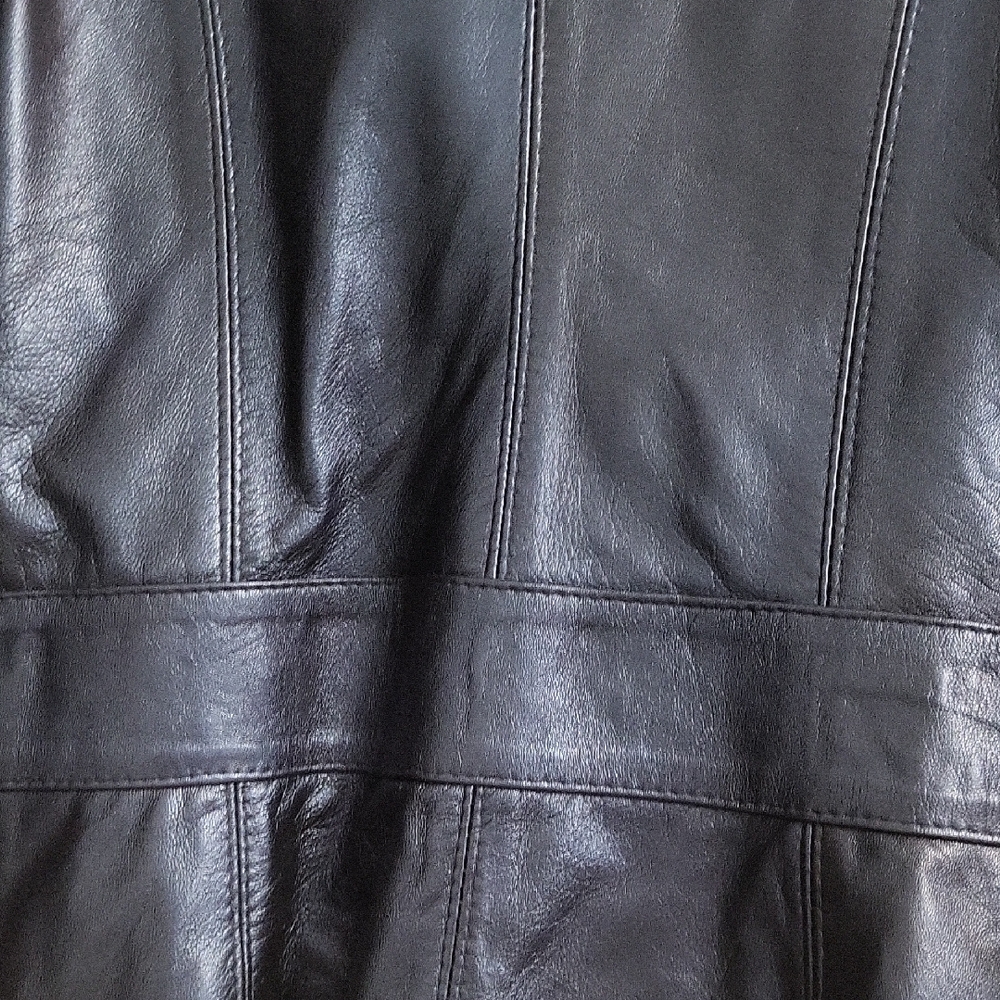 Women's Blue Leather Jacket - Picture 8 of 9